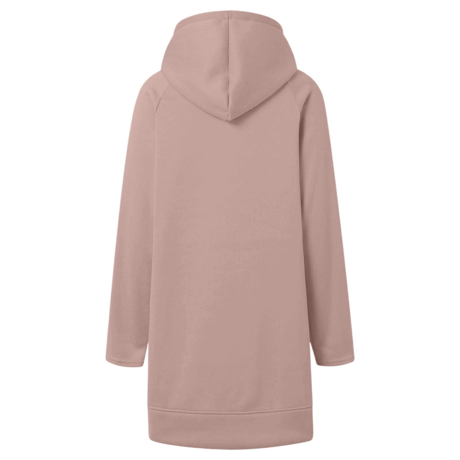 Telankuip The Warmy Oversized Hoodie Dress Women's Casual Long Sleeve Drawstring Pullover Sweatshirts Solid Color Split Hem Long Hooded Tops with Pocket Pink XL