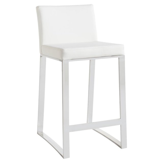 Sunpan Architect 25.5" Contemporary Faux Leather Counter Stool in White