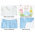 thumbnail image 3 of HILEELANG 2–7T Toddler/Little Girls Easter Bunny Outfit, Cream 100% Cotton Top & Light Blue Leggings Set, Size 4T, 3 of 5