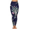 thumbnail image 2 of Koala Floral Navy Print Leggings Legging Gym Gym Pants Gym Clothing Womens Leggings, 2 of 6