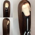 thumbnail image 3 of Dark Brown Straight Lace Front Wigs 13x4 Human Hair Lace Front Wigs for Black Women #4 Chocolate Brown Brazilian Remy Hair Lace Wig with Baby Hair, 3 of 7