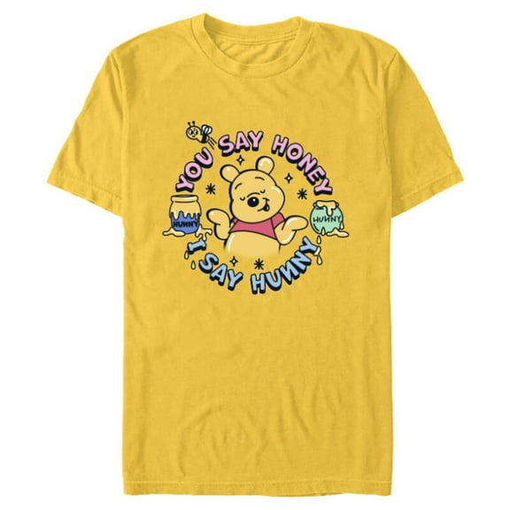 Disney Winnie the Pooh You Say Honey, I Say Hunny Funny - Short Sleeve Blended T-Shirt for Adults - Customized-Yellow