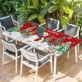 thumbnail image 2 of Red Christmas Table Cloths for 4 Foot Rectangle Tables, Xmas Trees Snowman Elk Snowflake Patio Waterproof Elastic Fitted Tablecloths, Washable Rectangular Table Cover for Camping, 2 of 8