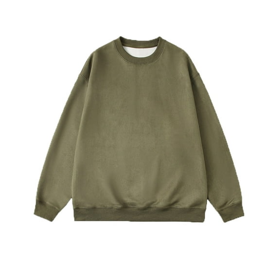 IROINNID Discount Crew Neck Pullover Sweatshirts Casual Graphic Print Long Sleeve Daily Fit Solid Color Sweatshirts Tops,Olive Green