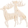 thumbnail image 1 of Wooden Animal Jigsaw Puzzles 2pcs Set DIY Educational Playthings for Enhancing Creativity and Fine Motor Skills Deer Design, 1 of 5