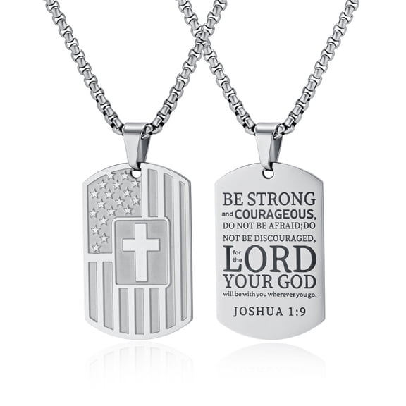 Miren Men’s National Flag Cross Pendant Necklace, Stainless Steel, 24" Chain, Hypoallergenic, Silver/Gold/Black, Style A & B Options, Gift for Him