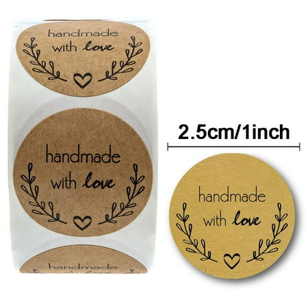 500pcs Roll Handmade With Love Stickers Kraft Round Commercial Labels Sticker For For Personal And Business Use Walmart Canada