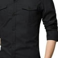 thumbnail image 4 of Generic Men's Cotton Cargo Shirts Casual Solid Color Long Sleeve Button Down Dress Outdoor Hiking Tactical Shirt, 4 of 5