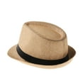 thumbnail image 4 of Unisex Gangster Cap Beach Cowboy Fedora Hat Sun Hat Straw Panama Cap Jazz Dress Hat BROWN, 4 of 8