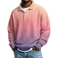 thumbnail image 2 of Nokdvo Long Sleeve Polo Shirts for Men Waffle with Collar Button Front Polo Tee Collared Textured Knit Golf Shirt Gradient Slim Fit Fashion Winter Classic Comfort Pullover Shirts,Pink 3XL, 2 of 3