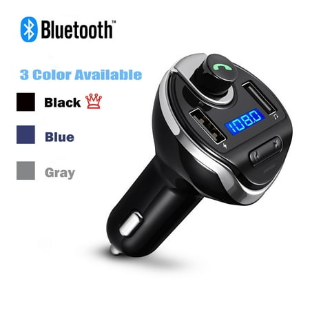USB Car Bluetooth FM Radio Transmitter, Jelly Comb Wireless Bluetooth FM Transmitter Radio car auxiliary adapter Car Kit with Dual USB Charging Ports Hands Free Calling for iPhone,ipod, Samsung(Blue)