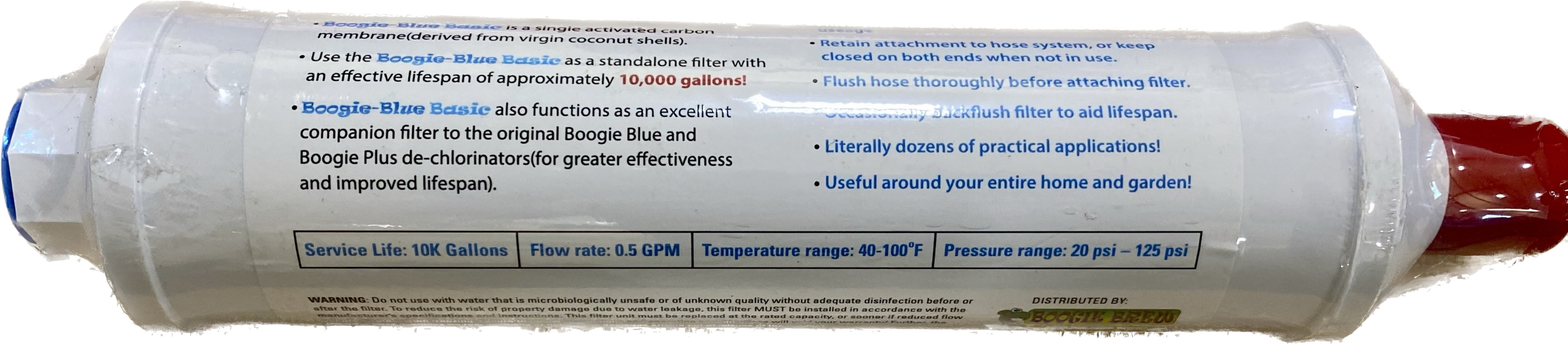 Boogie Blue Basic Garden Hose Water Filter, Outdoor & RV Use, 10k Gallon
