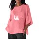 thumbnail image 2 of Xuyuer Women's Imitation Linen 3/4 Sleeve Blouse Crew Neck Summer Casual Tops Loose Fit Plus Size Tops Loose T Shirts Tunic Tops Shirts for Women Oversized Pocket T-shirt Fashionable Top, 2 of 6