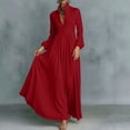thumbnail image 4 of Miqool Women's Casual Maxi Dress Puff Long Sleeve Stand Collar Button Front Flowy Loose Fit Long Dress with Pockets, 4 of 7