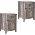 thumbnail image 2 of Tolead Barnwood Rustic Nightstand with Charging Station, Weathered Oak Style, Gray, 2 Pcs, 2 of 7