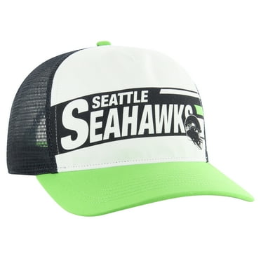 Men's '47 White/Neon Green Seattle Seahawks Stack Line Hitch Trucker Adjustable Hat