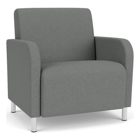 Siena Lounge Reception Oversize Guest Chair / Brushed Steel Legs / Light Gray