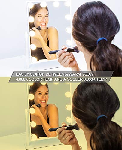 Waneway Lighted Vanity Mirror With 12 X 3w Dimmable Led Bulbs And Touch Control Design Hollywood Style Makeup Cosmetic Mirrors Lights White Com Waneway Lighted Vanity Mirror With 12 X, Waneway Lighted Vanity Mirror Review