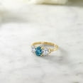 thumbnail image 5 of Gem Stone King 10K Yellow Gold London Blue Topaz White Topaz and Diamond Accent Engagement Ring for Women | 2.22 Cttw | Oval Gemstone Birthstone | Wedding Engagement Anniversary Promise Ring | Size 8, 5 of 5