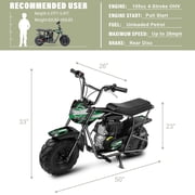Oryxearth OGMR105 Basic Mini Dirt Bike, 105cc 4-Stroke Gas Powered Off Road Bike for Teens and Adult, 30mph, Up to 165 LBS, Racing Green
