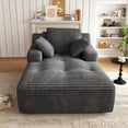 thumbnail image 2 of 67'' Oversized Chaise Lounge Chair, Cloud Plush Corduroy Sofa Bed for Living Room, Modern Deep Seat Sleeper Couch with Back Cushion, No Assembly Required, (Charcoal), 2 of 12