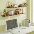 thumbnail image 5 of Tomnk 15.8" Floating Wall Shelves, Rustic Brown Wood Wall Shelf Set of 4, Invisible Brackets for Bathroom, Bedroom, Living Room, Kitchen, 5 of 5