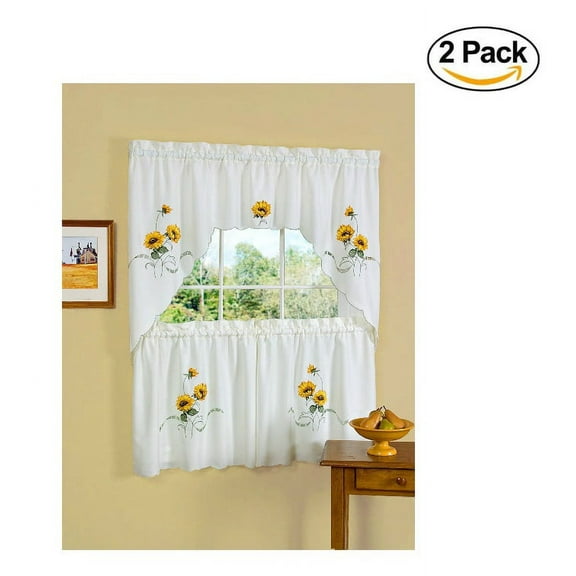 Achim Home Furnishings Sunshine Tier and Swag Set, 58-Inch by 36-Inch, Ivory/Cream (Set of 2)