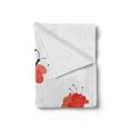 thumbnail image 2 of Poppy Flower Soft Flannel Fleece Blanket, Abstract Pastoral Landscape with Grass Flourishing Flora and Butterfly, Cozy Plush for Indoor and Outdoor Use, 70" x 90", Salmon Black White, by Ambesonne, 2 of 5