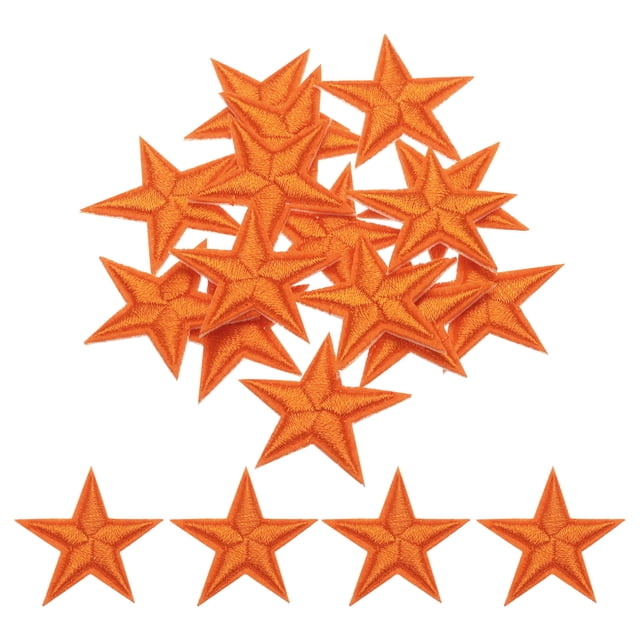 Parche bordado de 5 estrellas pequeño de Uxcell para ropa 1.14x1.14" Paquete de 15 Naranja