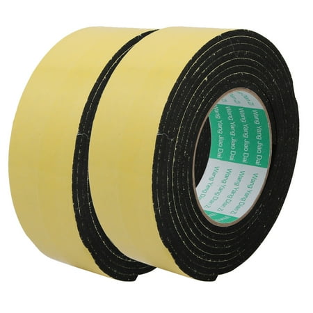 Unique Bargains 2pcs 45mm Wide 4mm Thick Single Sided Sealing Sponge Tape Black 3 Meters Long