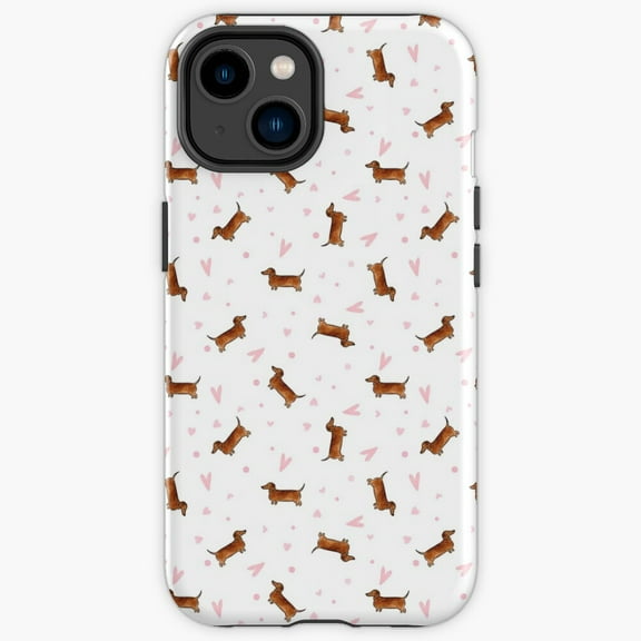 Protective iPhone Case Dachshund Pattern - White Phone Case #310, Iphone 13 Magnetic MagSafe Compatible
