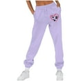 thumbnail image 2 of successthop Women Sweatpants Fleece Pants with Pockets Heart ELastic Waist Sportpants Lightweight Trousers, 2 of 4