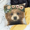 thumbnail image 2 of Autua Brown Bear Flower Crown Furry Pillowcase with Zipper Closure 12x12in, 2 of 5