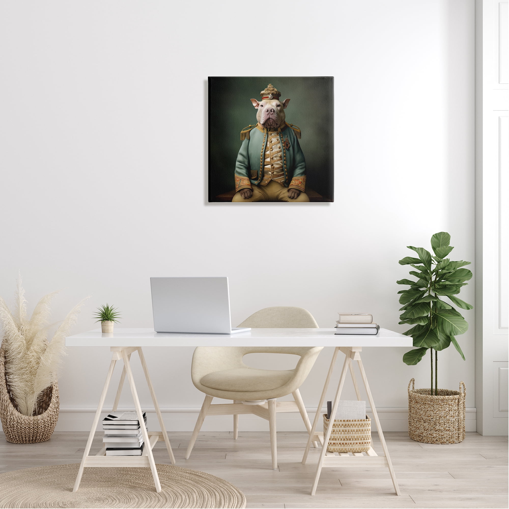Stupell Industries Dog in Elegant Clothes Animals & Insects Painting Gallery Wrapped Canvas Art Print Wall Art, 24 x 24