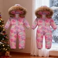 thumbnail image 5 of Hooded Ski Jumpsuit for Girls Boys Tie Dye Full Zip One Piece Quilted Snowsuit Kids Elastic Cuffs Winter Warm Onesie Outerwear, 5 of 6