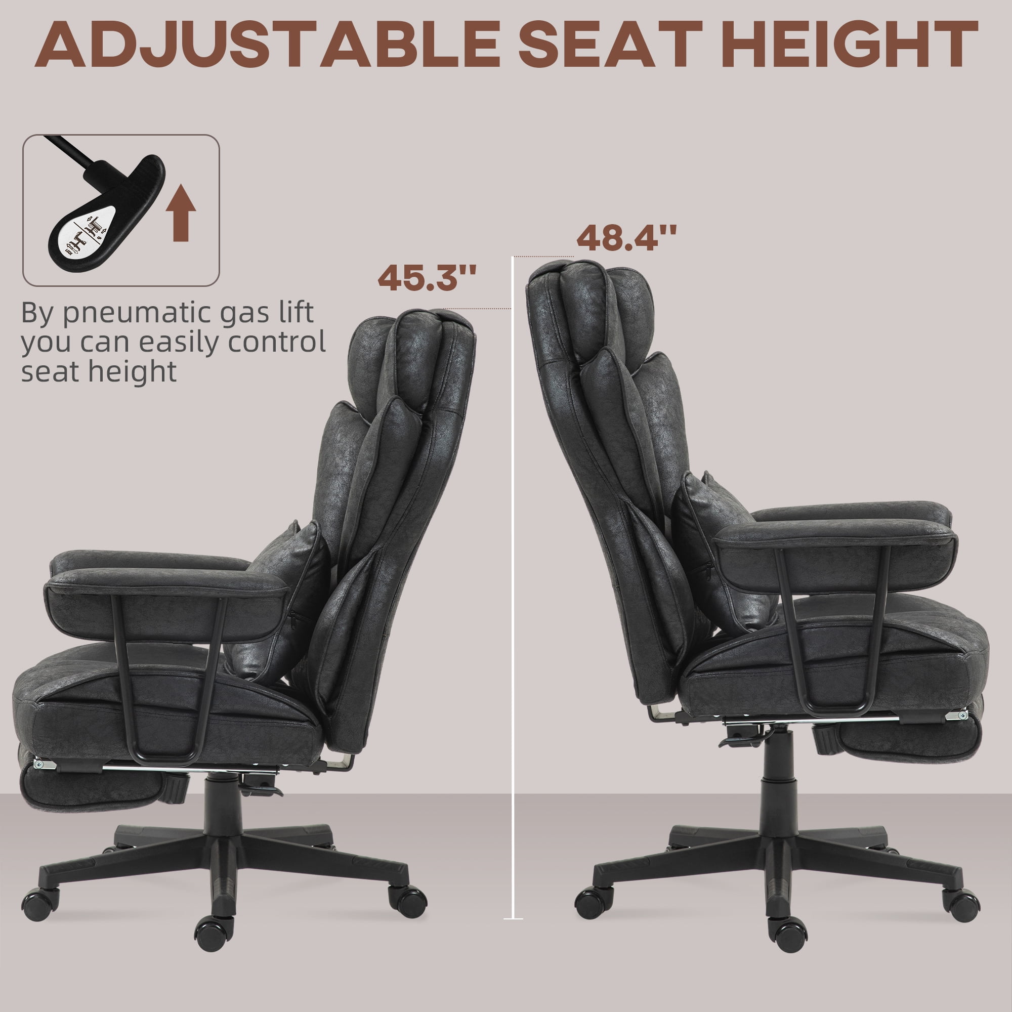 HOMCOM 400LBS Massage Executive Office Chair, Big and Tall Office Chair with Footrest, Lumbar Support and Reclining Function, Black