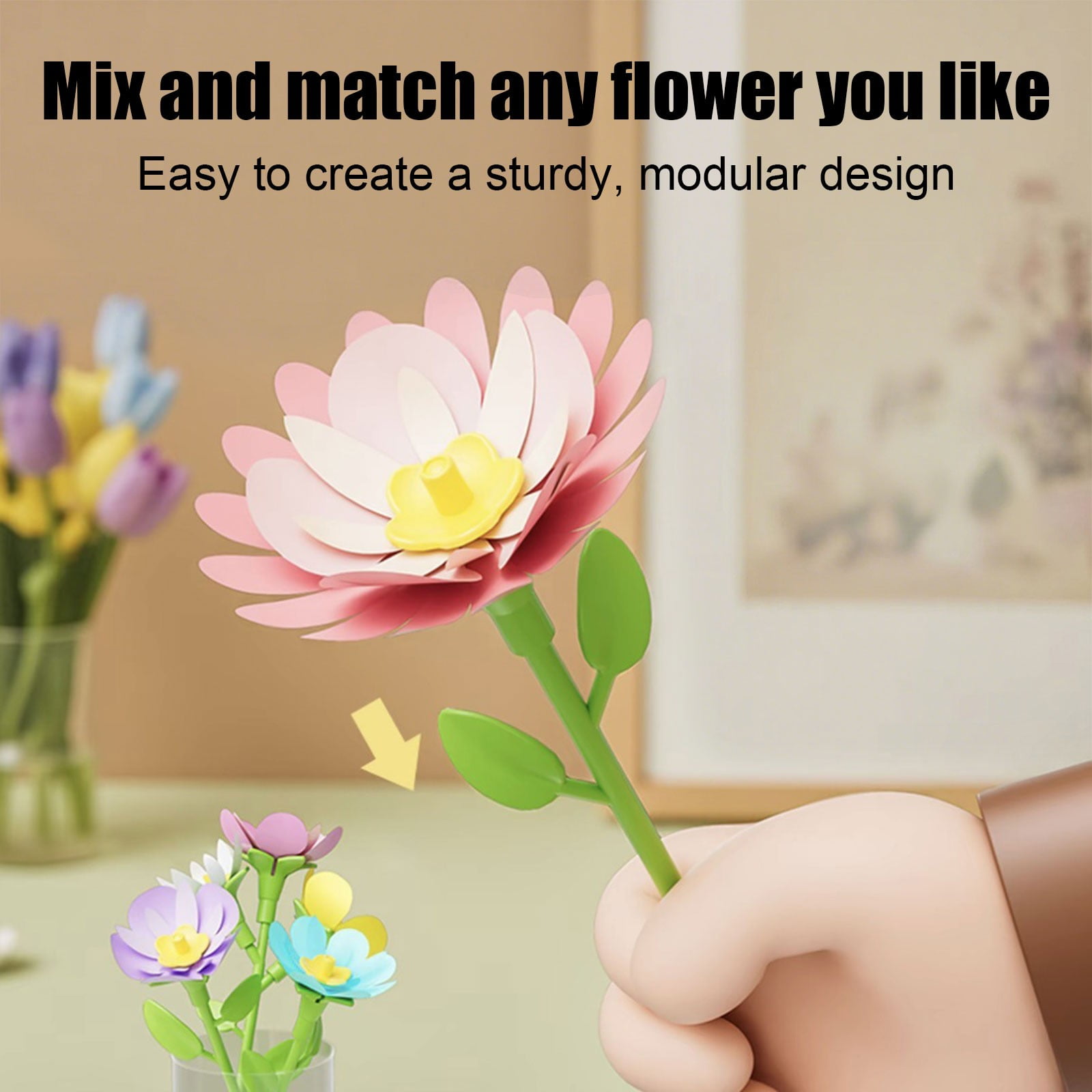 Viflosae Boys Toys 6-8 Years Old Cars DIY Handicraft Kit Artificial Flower Bouquet Making Handmade Simulated Floral Set Homemade Flower Making Supplies Christmas Gifts for Boys 8-12