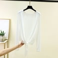 thumbnail image 2 of Miluxas Women's Lightweight Cover Up Cardigan Tie Front Cardigan Summer Solid Color Modal Blend Soft Long Sleeve Open Knit Shirts White, 2 of 5
