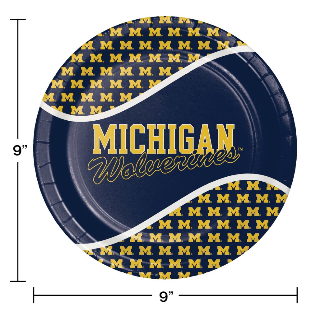 Creative Converting University of Michigan Paper Plate and Napkin Party Kit, Serves 16
