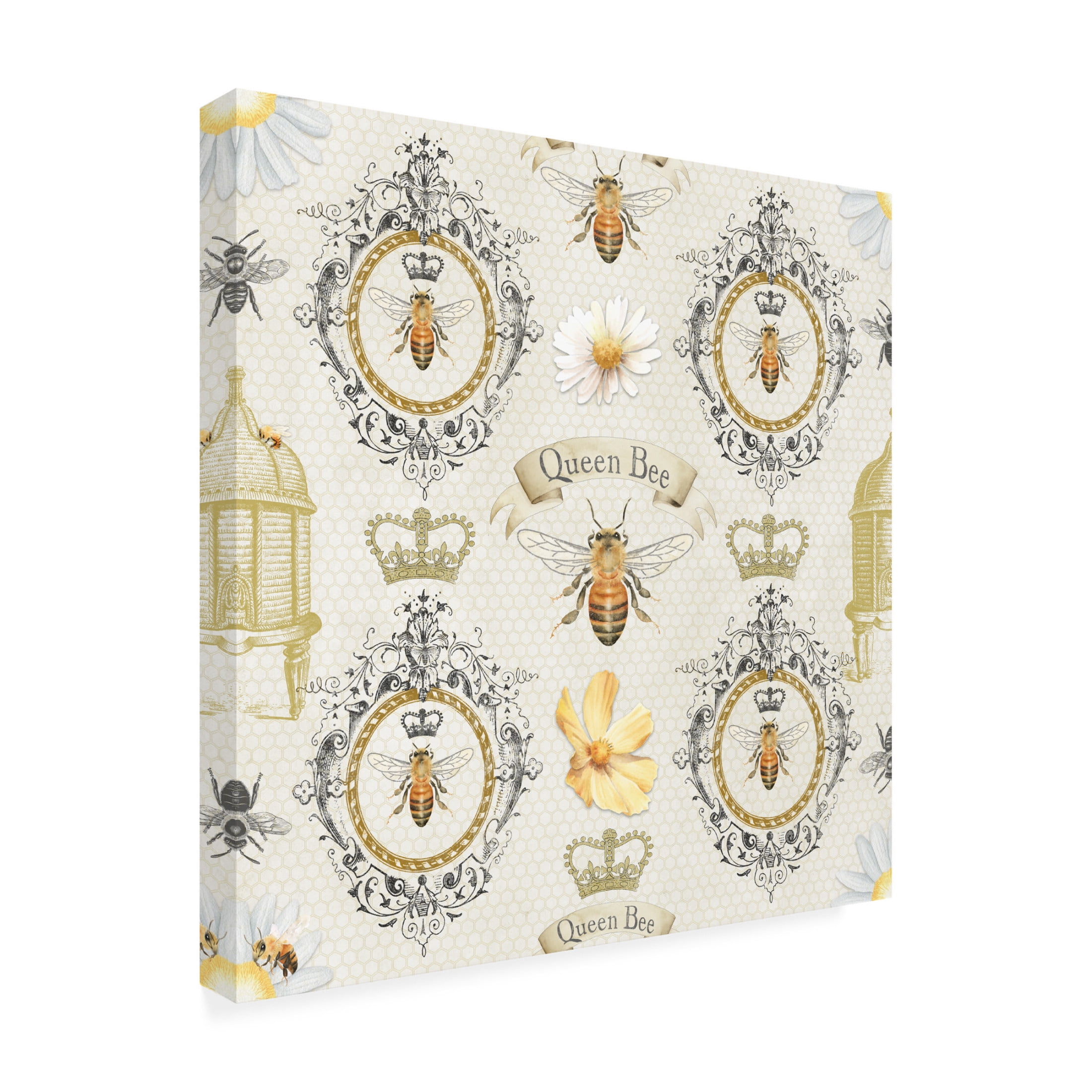 Canvas Wall Art - Jean Plout 'Queen Bee Collection C' Wall Art for Living Room, Bedroom, or Office Décor by Trademark Fine Art - 14 x 14 Inches