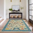thumbnail image 4 of FairOnly 6'x9'Modern Machine Washable Area Rug- Grass&Warblers Non Slip Stain Resistant Foldable Rugs for Bedroom Dining Room Kitchen，Khaki Blue, 4 of 7