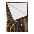 thumbnail image 2 of Pillar Soft Flannel Fleece Throw Blanket, Graphics of a Building Interior in the Fantasy Style with Pillars 3D Computer Graphics, Cozy Plush for Indoor and Outdoor Use, 60" x 80", Brown, by Ambesonne, 2 of 5