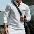 thumbnail image 4 of Mens Shirts, Men's Casual Shirts Classic Long Sleeve Basic Button T-Shirt Lapel Lightweight Fall Golf Tops with Pocket Gray S, 4 of 9