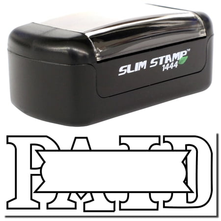 Slim Pre-Inked Paid with Box Stamp, Slim 1444, Ultra Slim Design, Impression Size 1/2" by 1-3/4", Up to 25,000 Impressions - Black Ink