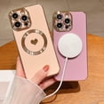 thumbnail image 3 of Magnetic Case for iPhone 13 Pro Max Case Cute Love Heart, Compatible with MagSafe, Luxury Plating Edge Slim Fit Shockproof for Women Men Raised Full Camera Lens Protection Phone Case - Purple, 3 of 9