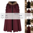 thumbnail image 2 of UTSJKR Unisex Full‑Length Medieval Cloak with Faux Fur Trim Hood and Tiered Shoulder Panels for Renaissance Fantasy Larp Halloween Cosplay Outfit Red, 2 of 5