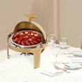 thumbnail image 3 of 9L Gold-Plated Round Chafing Dish with 9.51Qt Capacity, Stainless Steel Food Warmer & Cooler for Buffet, Catering, and Parties – Includes Fuel Holder and Lid Holder, 3 of 9