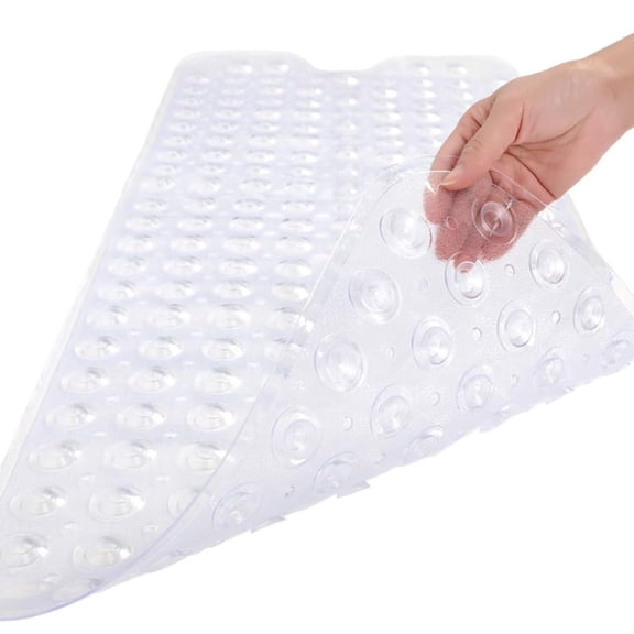 UNIWELL Bathtub Mat with Suction Cups , 40*16inch Non Slip PVC Shower Mat ,Safety Grip Machine Washable Bathroom Mats Clear