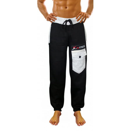 Men's Active Fleece Joggers Sweatpants Gym Tracksuit Pants Running Gray Pocket Black (Best Tracksuit Bottoms For Gym)