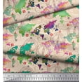 thumbnail image 3 of Soimoi White Rayon Crepe Fabric Stamp & World Map Print Fabric by Yard 46 Inch Wide, 3 of 3